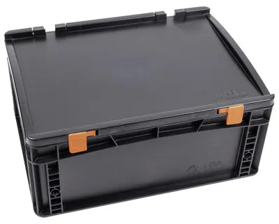 Produktbild von WETEC Lagerbehälter mit Scharnierdeckel, ESD, 400 x 300 x 185 mm (Lagerbox Box)