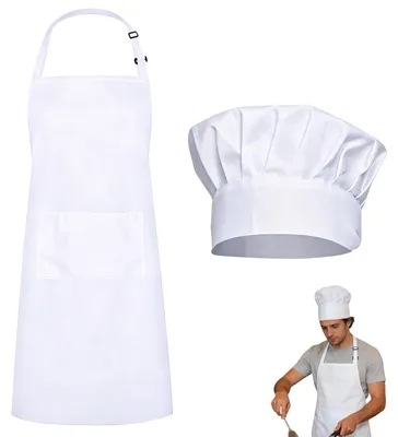 Kochschürzen-Set mit Kochmütze, wasserdicht, 2 Taschen