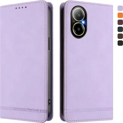 Immagine prodotto di Custodia per Realme C67 4G/Realme 12 Lite, custodia retro in Finto cuoio flip con supporto e slot per carte di credito Viola