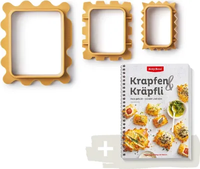 Produktbild von BETTY BOSSI Krapfen & Kräpfli Buch + Ausstecher Set Teigtaschen Kochbuch