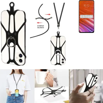 Produktbild von K-S-Trade 3in1 Handykette Handyband Handykordel Halsband Smartphone-Ring Handy-Ring kompatibel mit Lenovo Z5 Pro Fingerhalterung Handyring