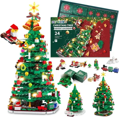 Produktbild von Adventskalender 2026 für Kinder – Weihnachtsbaum – Bauspielzeug – Weihnachtsset für Kinder und Familien – Adventsspielzeug