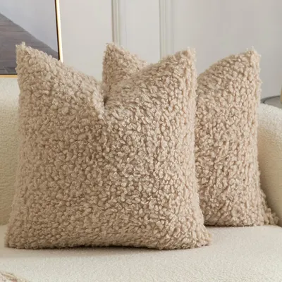 Produktbild von 2er Set Kissenbezüge Teddywolle Faux Pelz 60x60 cm Oatmeal