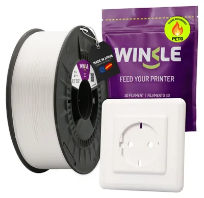 Produktbild von WINKLE PETG FR Filament, 1,75 mm, Weiß, 1 kg, Filament für 3D-Drucker