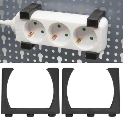 Produktbild von Halterung Steckdosenleiste für Küpper Lochwand Steckdosen Stromleiste Halter Schwarz