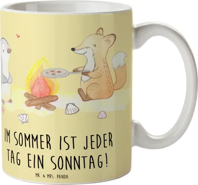 Produktbild von Mr. & Mrs. Panda Becher Sommer Sonntag - Gelb Pastell - Geschenk, Kaffeebecher, Sommerprodukte, Geschenke, kaffeetasse keramik, Jahreszeiten, Sommergefühle, Sommerferien