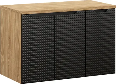 Produktbild von Waschtischunterschrank 90 cm in Eiche mit schwarz, LONDON-56-BLACK