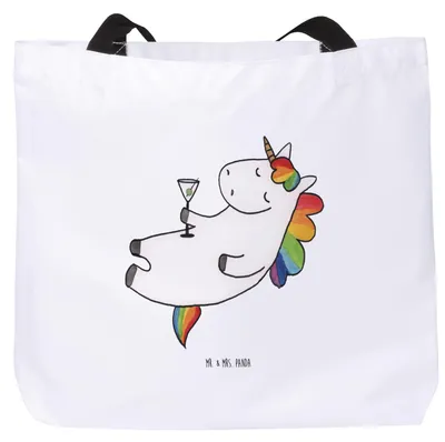 Produktbild von Mr. & Mrs. Panda Strandtasche Einhorn Cocktail - Weiß - Geschenk, Geburtstag, Party, Einhörner, Spruch, Caipirinha, Reisetasche, Laptoptasche, Schultasche, Tote Bag