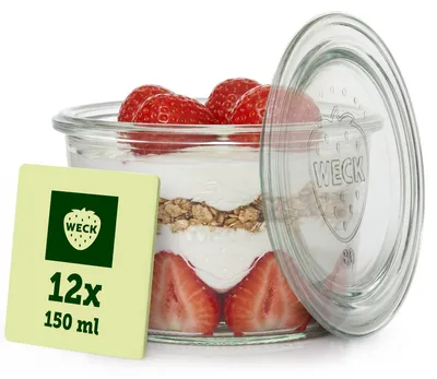 12er-Set Sturzgläser 200 ml mit Deckel, luftdicht