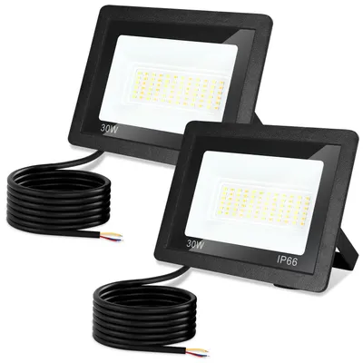 Obrázok produktu pre Ikodm LED reflektor vonkajší, 30W, IP66, s 3 teplotami farieb, 3000K/4000K/6500K, sada 2 kusov