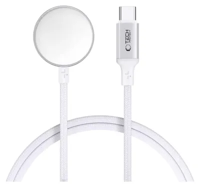 Produktbild von Tech-Protect Mc02 Ultraboost Magnetisches Ladegerät Typ-C Kabel 100Cm Apple Watch Weiss