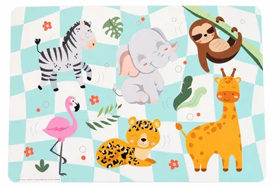 Produktbild von Safari Bastelunterlage 45 x 65 cm – abwischbare Tischschutzmatte, Malunterlage, Schreibtischunterlage Tiere Zoo grün, KI-generiertes Bild