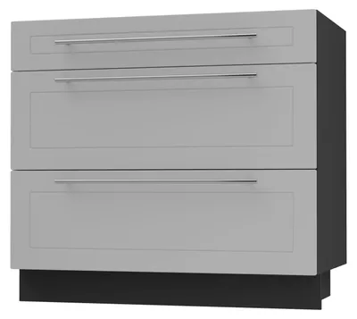 Productafbeelding van Ladenkast KVANTUM, volledig uittrekbaar, 90 cm. Kleur van de kast en de deuren naar keuze (Q-D3A/90), matstofgrijs, zwart
