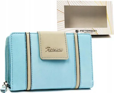 Produktbild von Peterson | Elegante Damenbrieftasche, aus Naturleder, mit Druckknopf und Reißverschluss, 15.5x10 cm