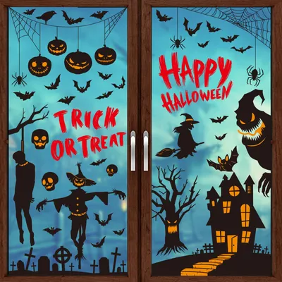 Halloween-Sticker 87 Stück, 9 Bögen, PVC, Fensterdekoration