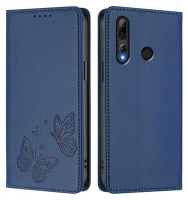 Obrázek produktu pro Kožené pouzdro pro Honor 20 Lite/Honor 10i, motýlí ražbou, peněženkové flip pouzdro se stojánkem Tmavě modrá