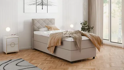 Produktbild von BOXSPRINGBETT Diamaro 90x200 cm mit Bettkasten und Topper - Dunkelbeige