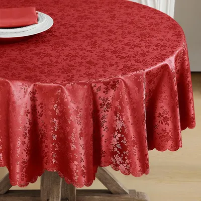 Immagine prodotto di Tovaglia rotonda, diametro 160 cm, colore rosso, lavabile, impermeabile, realizzata in poliuretano, densità 350 GSM