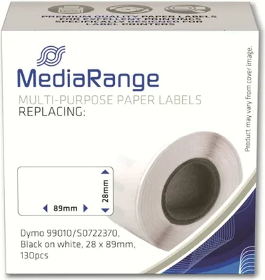 Immagine prodotto di MediaRange Papieretiketten komp. Dymo 28x89mm 130 Stk. sw/ws