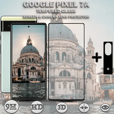 Produktbild von 1-Pack GOOGLE PIXEL 7A Displayschutzfolie und Objektivschutz aus 9H gehärtetem Glas
