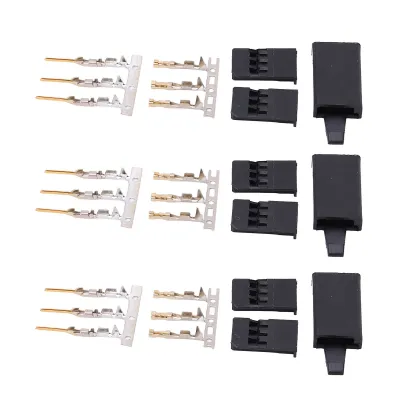 Imagen del producto de Conectores servo, terminales chapados en oro, macho y hembra. Conectores servo, terminales chapados en oro. Conectores servo, enchufes macho y hembra. Terminales chapados en oro para baterías de control remoto (RC). Enchufe servo con bloqueo. Conector para receptor servo