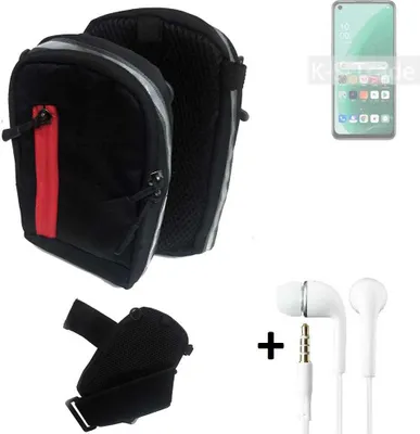 Produktbild von K-S-Trade Outdoor Gürteltasche Holster Umhängetasche + Kopfhörer kompatibel mit Oppo A55s 5G schwarz Handy Tasche Case travelbag Schutzhülle