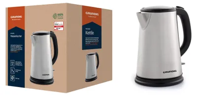 Produktbild von GRUNDIG WK5620 Wasserkocher, 2200 W, 1,7 l, 1.7 liters, Edelstahl/Schwarz