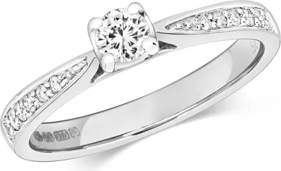 Produktbild von Funkelndes Feuer 9 Karat (375) Weißgold Damen - Diamant Solitärring Brillant-Schliff 0.32 Karat H - I1, 55 (17.5); TRS320839KWRSO