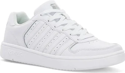 A white K-Swiss sneaker is shown from a side angle against a white background.