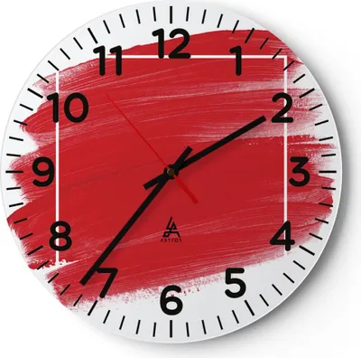Produktbild von Wanduhr - Rund - Glasuhr - Rot Farben Stück - 30x30cm - Schleichendes Uhrwerk - Lautlos - zum Aufhängen bereit - Dekoration Modern - Wanddekoration aus Glas - C4AR30x30-5067