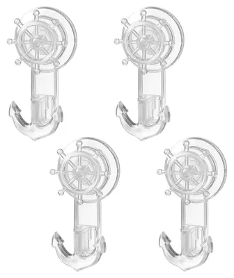 Produktbild von Set mit 4 Saugnapfhaken, kein Bohren erforderlich, extra starke Saugnäpfe für Handtücher, Wände, Fenster, Glas, Badezimmer und Küchen (transparent)