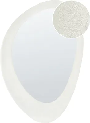 Obrázek produktu pro BELIANI Nástěnné zrcadlo bílé MDF rám sklo 60 x 90 cm nepravidelný tvar dekorativní nástěnný akcent moderní styl