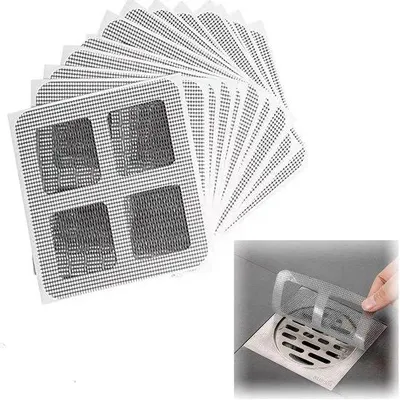 Produktbild von 50-teiliges Drain-Haarfang, Einweg-Abflussdeckel, 10 x 10 cm, Abfluss-Netz für Bad, Waschbecken, Dusche, Badewanne, Küche