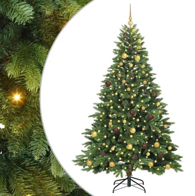 Obrázek produktu pro vidaXL Umělý vánoční stromek s 300 LED diodami zelený 210 cm PE a PVC