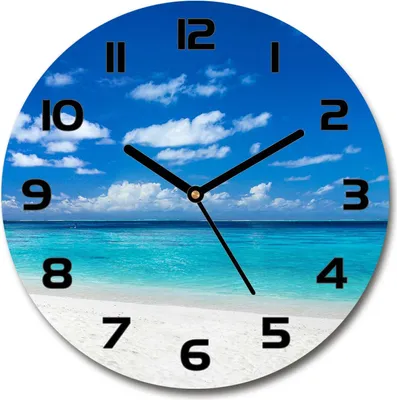 Produktbild von Wanduhr aus Glas 30fi Glasbild Glasuhr Gehärtetes Glas - schwarze-zeiger - Tropical beach