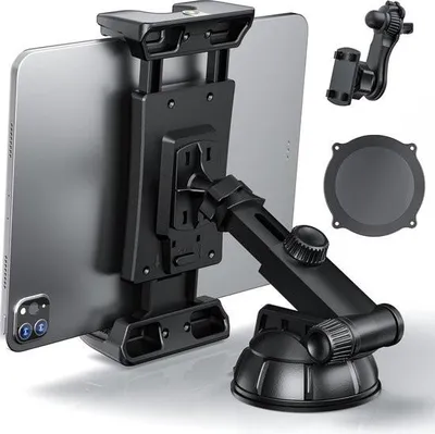 Imagen del producto de Soporte para tablet, compatible con parabrisas y salpicadero, con rotación de 360 grados, compatible con iPad Mini/Pro/Plus, tamaño de 4,7 a 12,9 pulgadas