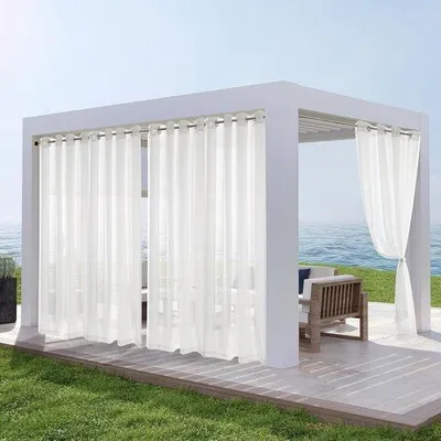 Produktbild von Famanu Outdoorgardine transparent, wetterbeständig - 275 x 140 cm, weiß, Set von 2