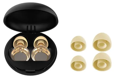 Produktbild von INF Verstellbare Silikon-Ohrstöpsel mit Geräuschreduzierung (Music Mesh) – 3-stufig, Doppelring, NRR 25–28 dB, waschbar Gold