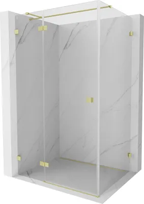 Produktbild von Mexen Lunar T Duschkabine schwenkbar links 120 x 100 cm, transparent, gebürstetes Gold - 834T-120-100-55-00-L