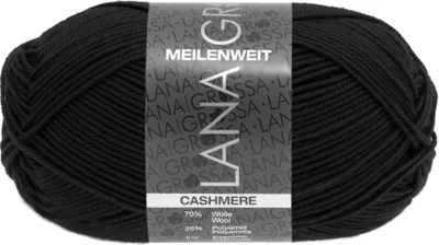 Zdjęcie produktu dla Lana Grossa MEILENWEIT 50 g CASHMERE miękka 4-warstwowa wełna skarpetkowa z zawartością kaszmiru 210 m kolor 008 - Czarny