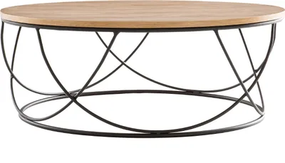 Produktbild von Miliboo - Couchtisch Holz und Metall Schwarz rund 80 cm LACE