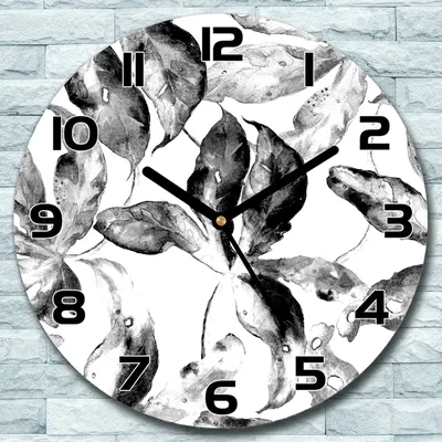 Produktbild von Wanduhr aus Glas Rund fi 30 Frucht Blätter Quarz Deko Schlafzimmer Büro