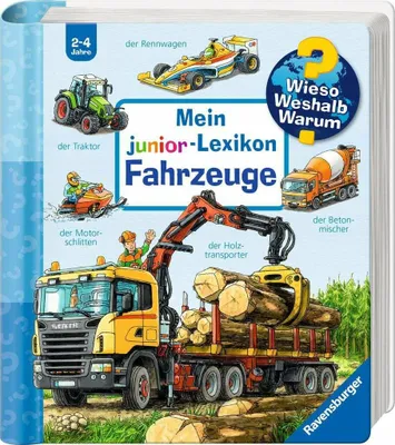 A book cover for a children's lexicon about vehicles, featuring illustrations of various vehicles and text.