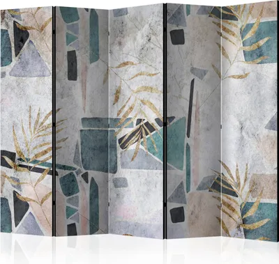 Produktbild von Neuheit! Dekorativer Paravent Raumteiler Trennwand Foto-Paravent Spanische Wand XXL MOSAIK PALMWEDEL 225x172 cm f-C-0466-z-c
