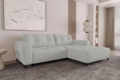 Produktbild von 99rooms Massimo Ecksofa Strukturstoff NEVE Hellgrau mit Schlaffunktion Rechts