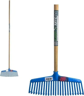 Produktbild von Gartenrechen mit Stahlzinken, verstellbare Breite 36-58 cm, 150 cm Griff, für Rasen- und Gartenpflege