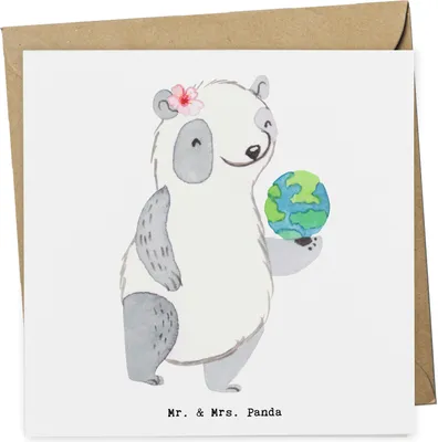 Produktbild von Mr. & Mrs. Panda Grußkarte Touristikkauffrau Herz - Weiß - Geschenk, Klappkarte, faltkarte, Glückwunschkarte, anlasskarte, doppelkarte