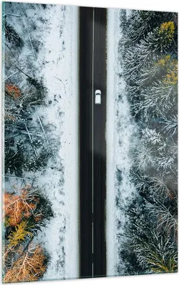 Produktbild von Bilder auf glas - Einteilig - Wald Weg Schnee - 50x70cm - Glasbilder - Wandbilder - Bilder - zum Aufhängen bereit - Wanddekoration aus Glas - Glas Bilder - Wandbild auf Glas - GPA50x70-4654