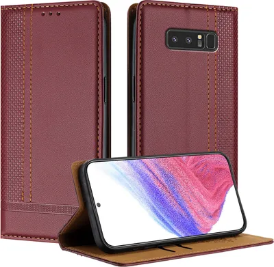 Obrázek produktu pro Pouzdro pro Samsung Galaxy Note 8 kožené flipové pouzdro s funkcí stojánku Tmavě červená