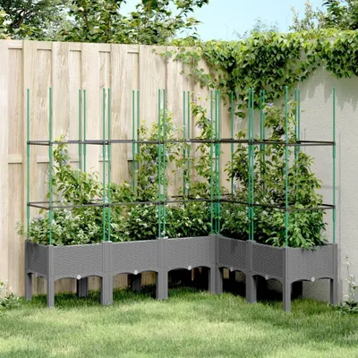 Produktbild von Graues Pflanzgefäß für den Außenbereich und den Garten mit Spalier, als Balkonkasten, 160 x 120 x 142,5 cm, PP